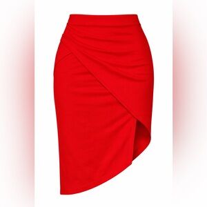 Bebe Vibrant Red Asymmetrical Skirt
